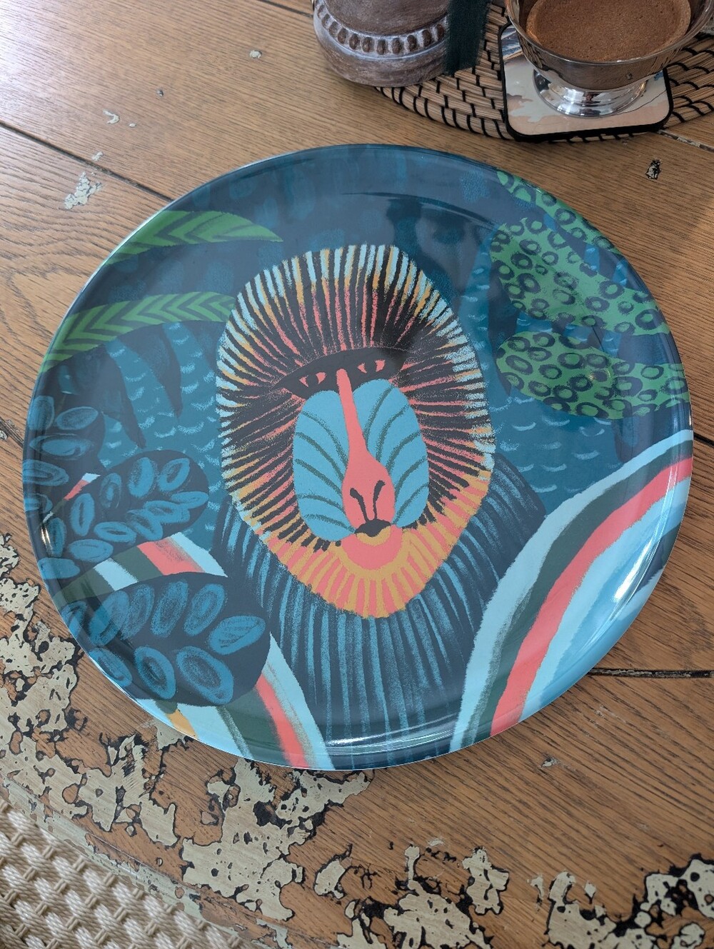 14.5" Round Tropical Mandrill Melamine Serving Plate